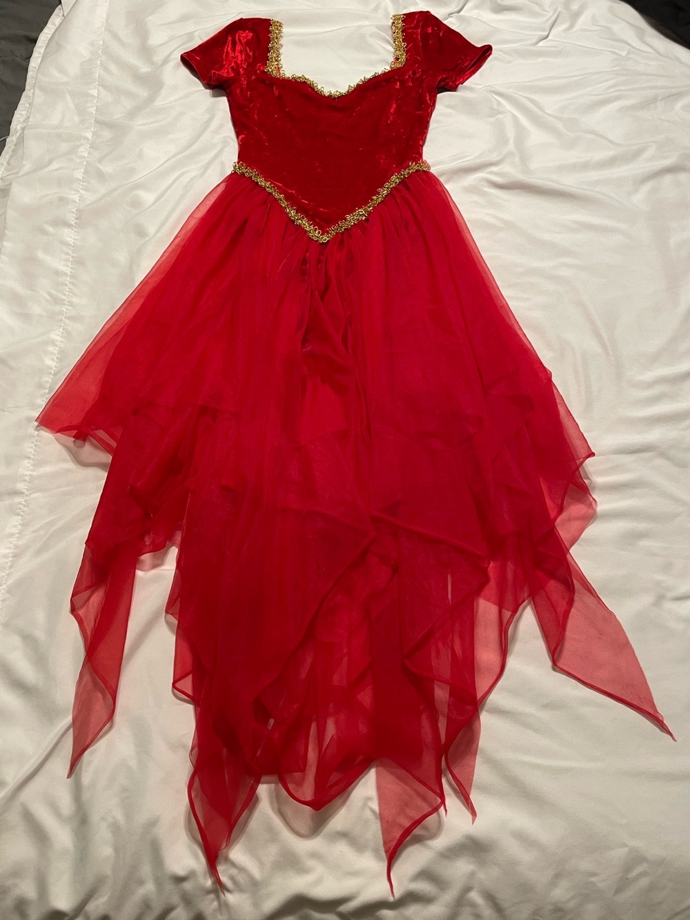 Vintage Curtain Call Costume Red Velvet Body Suit Tulle Skirt Made In USA Medium